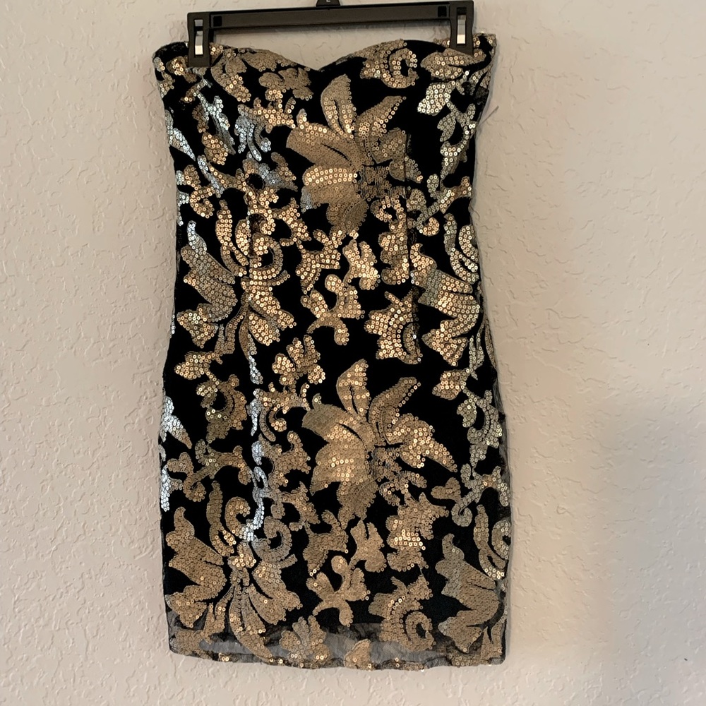 Gianni Bini Sequin Strapless Sequin Cocktail Dress GIA S